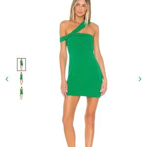Lovers + Friends Emerald One-Shoulder Knot Mini Dress